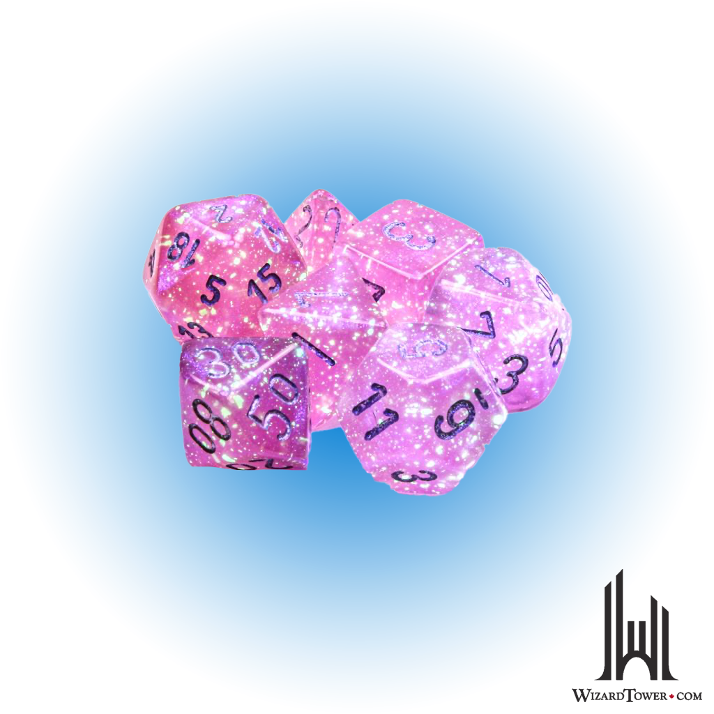 Borealis - Polyhedral 7-Die Set - Pink / Silver Luminary